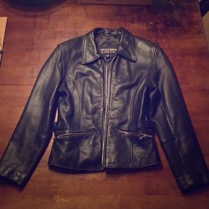 Black leather jacket size xs